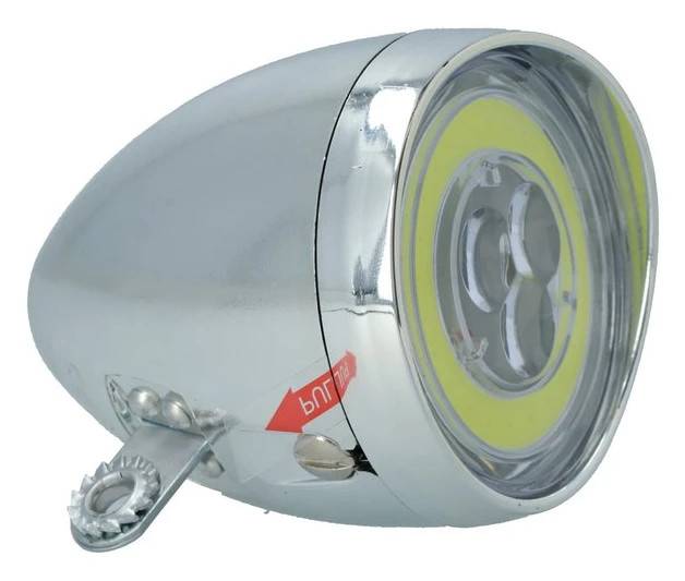 Dresco Klassisk COB LED Cykelforlygte – 3 LED'er, 24 COB-LED'er, 3 funktioner – Krom