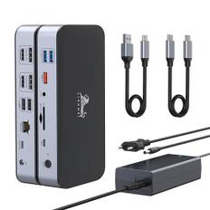 DisplayLink Docking Station Dual Monitor 15 in 1 Universal Dockingstation USB C Dock mit Dual 4K DisplayPort & HDMI für MacBook M1/M2, 120W Netzteil, 2.5G Ethernet, USB 3.1/3.0/2.0, SD/Micro SD, Audio