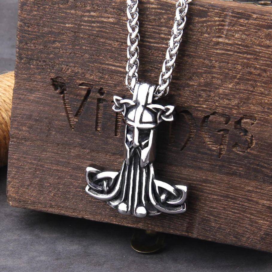 Nordiska vikingar Tors hammare Mjölner Runamulett Halsband Vegvisir Varg Korp Hänge Herrsmycke