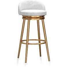 360° svängbara barstolar med hög höjd, set med 1 mjuk sammetstoppad sits i guld metallben för hem, bänk, ö, stöd, 250 kg sitthöjd 65 cm