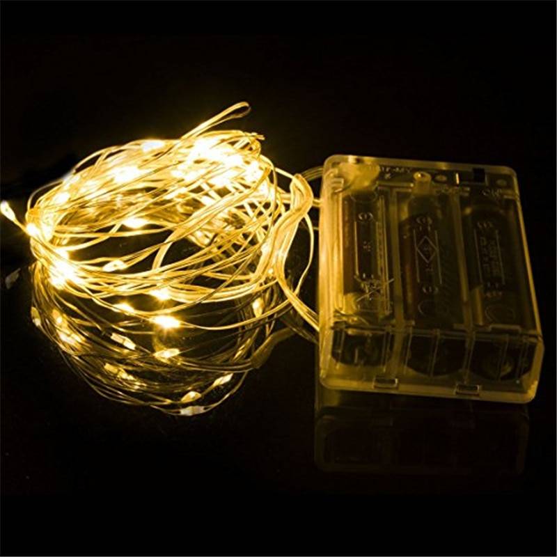Eclh fairy lights aa batteridrivna 2m 20 3m 30 5m 50 10m 100 lysdioder silver led koppartråd ljus dekorativa fairy lights - Varm vit / 5m 50 ledde