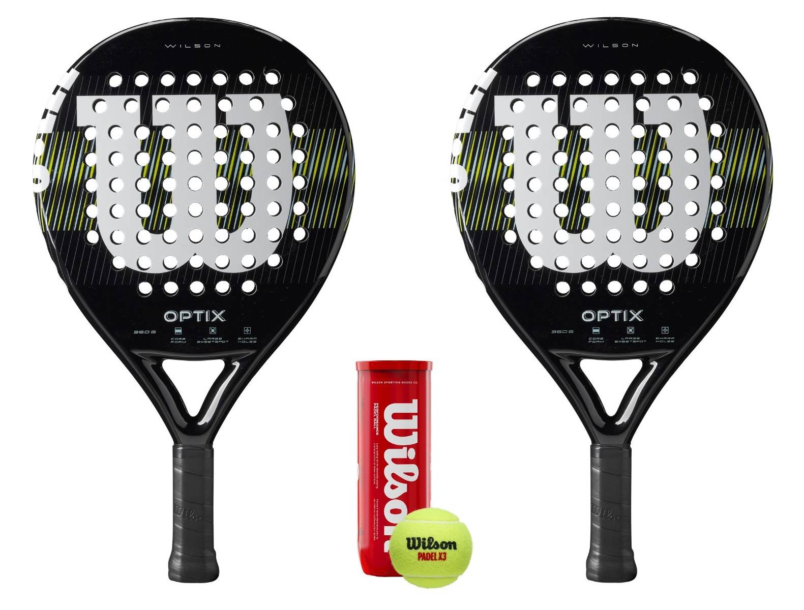 Wilson Optix V1 Black Padel Pakke – 2 Bat + 3 Bolde.