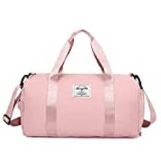 Sport duffelväska dam, sportväska med skofack och våt torkseparator, lätt träningsväska, gymväska, resa, duffel bags övernattningsväska, lätt vattentät sportväska, rosa, Rörelse