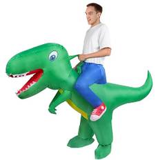 AOOWU Dinosauriekostym, UppblåSbar UppblåSbar UppblåSbar Kostym FöR Dinosaurier, T-Rex Blow Up-DräKt FöR Vuxna Barn, Roliga GröNa Dinosauriekostymer FöR Halloween Cosplay Masquerade Party