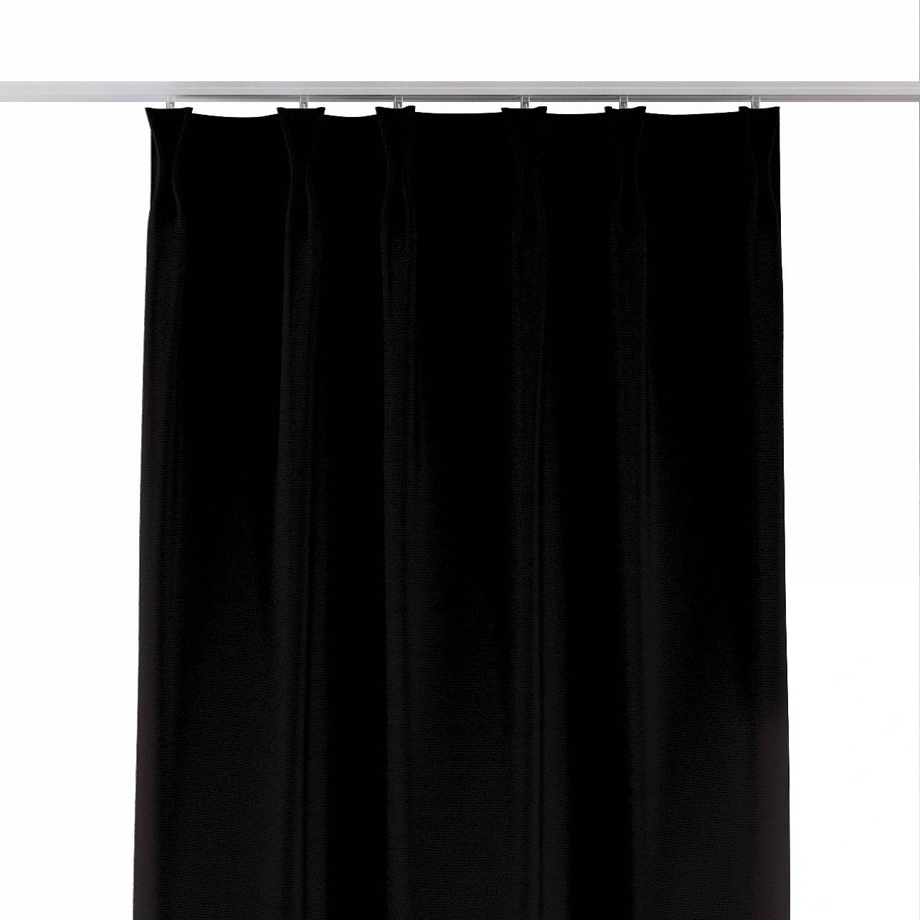Gardin med dubbel fast veck 1 längd, Black (svart), Panama Cotton