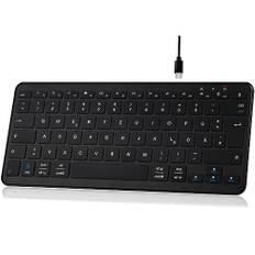 Qulose Kabellose Bluetooth Tastatur, Wiederaufladbare Mini Tastatur Type-C, Funk Tastatur, Ultraslim Ergonomisches Design, Deutsches QWERTZ Layout, für Android/iOS/Windows 11/10/8, Schwarz