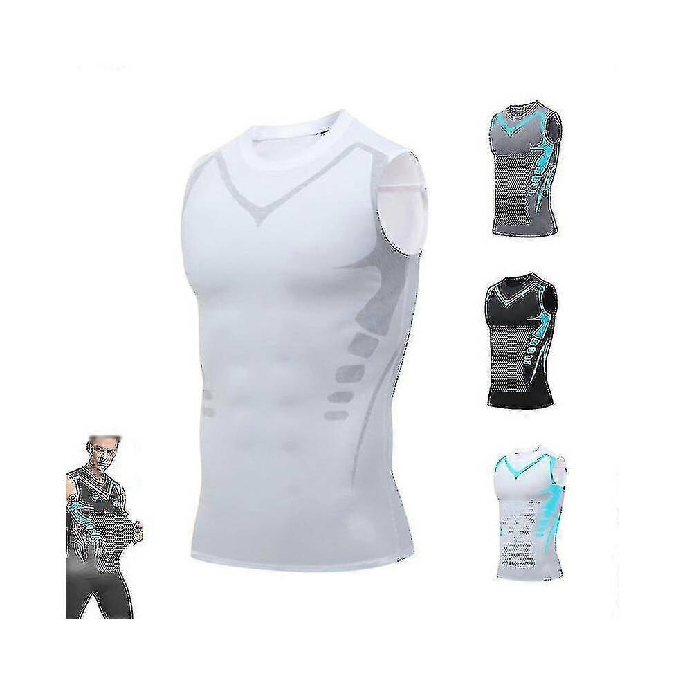 (white, L) Posture Corrector Vest For Men, Ionic Shaping Sleeveless Shirt