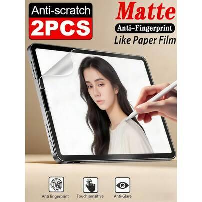 2 st matt pappersliknande skärmskyddsfilm, bländskyddande, fingeravtrycksavvisande, explosionsskyddande, reptålig, enkel applicering, kompatibel med G - Matte (Multi-size)
