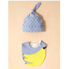 2-delat presentset för bebisar: Stjärnmönstrad babymössa och haklapp/rapsduk med banan- och fruktmönster – Perfekt present till bebisar - Multifärgad (0-6M)