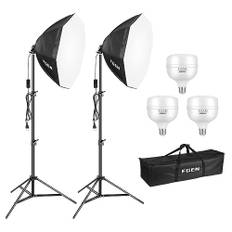 FGen Softbox Fotostudio Set, 135W 5500K Achteckiges Fotolicht Fotolampe, 70cm Beleuchtung für Fotostudios mit E27 Sockel und 2M Verstellbare Lichtstative für Studio-Porträts, Produktfotografie