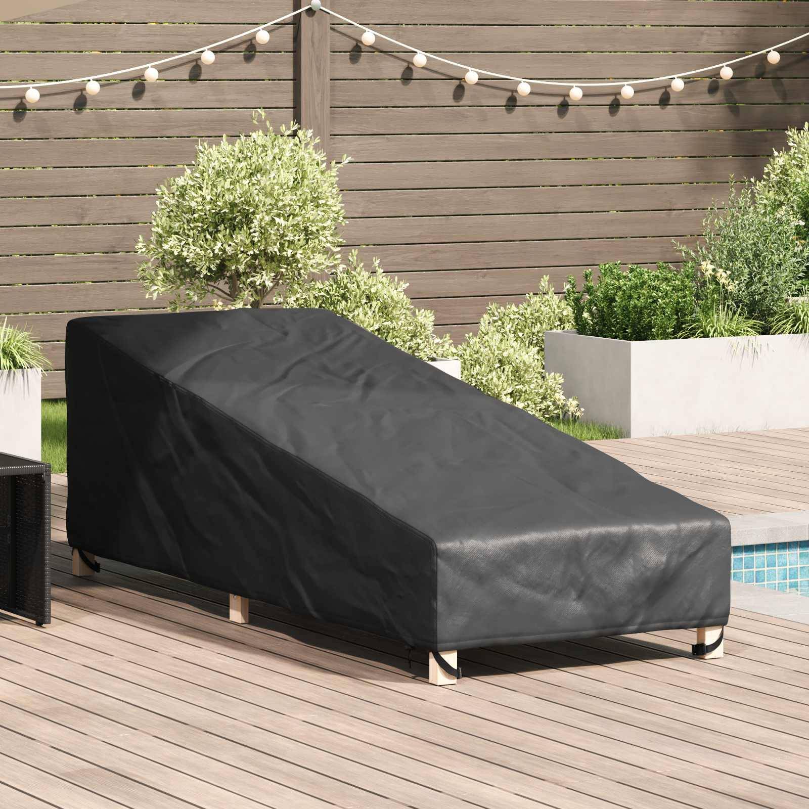 vidaXL Utomhusmöbelöverdrag Svart 203 x 81 x 63 cm 210D Oxford Tyg