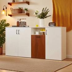 Skänk 160x40x80 cm vit – Freistehender Holzschrank für Küche & Wohnzimmer | Stilsicher mit old Staurum | Hochwertige Verarbeitung - Vitt