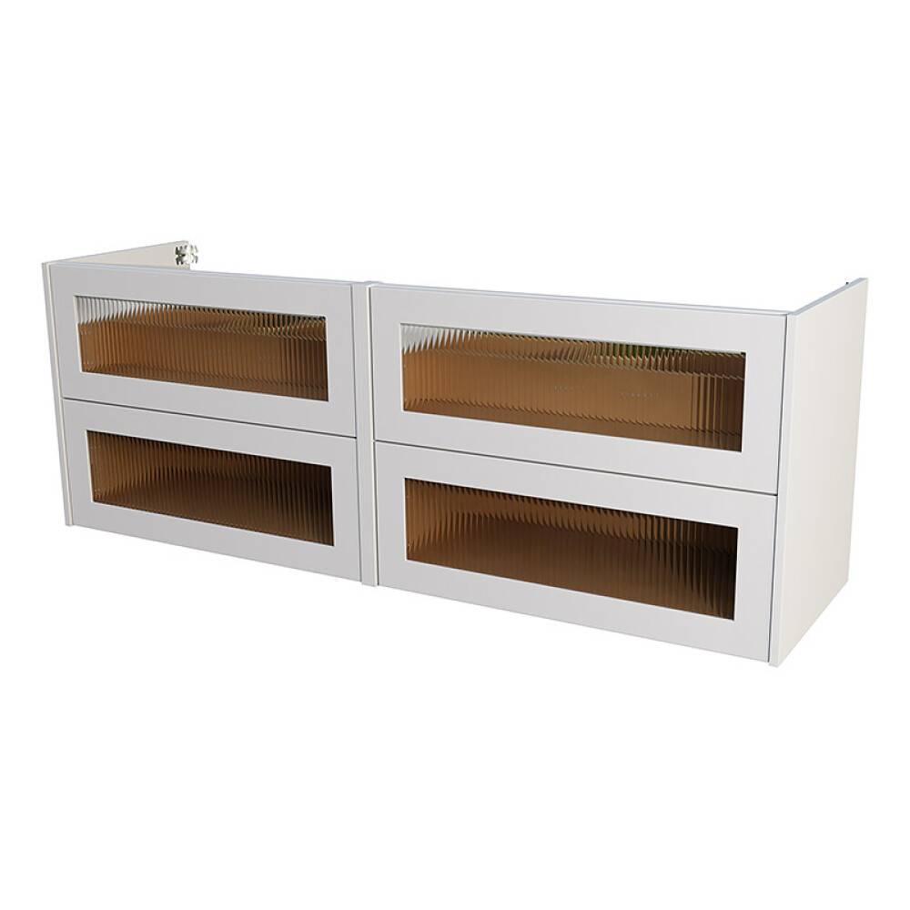 TVÄTTSTÄLLSSKÅP CAMARGUE AURA DUBBEL PORSLIN 160CM 4 LÅDOR LINJEGLAS LJUSGRÅ