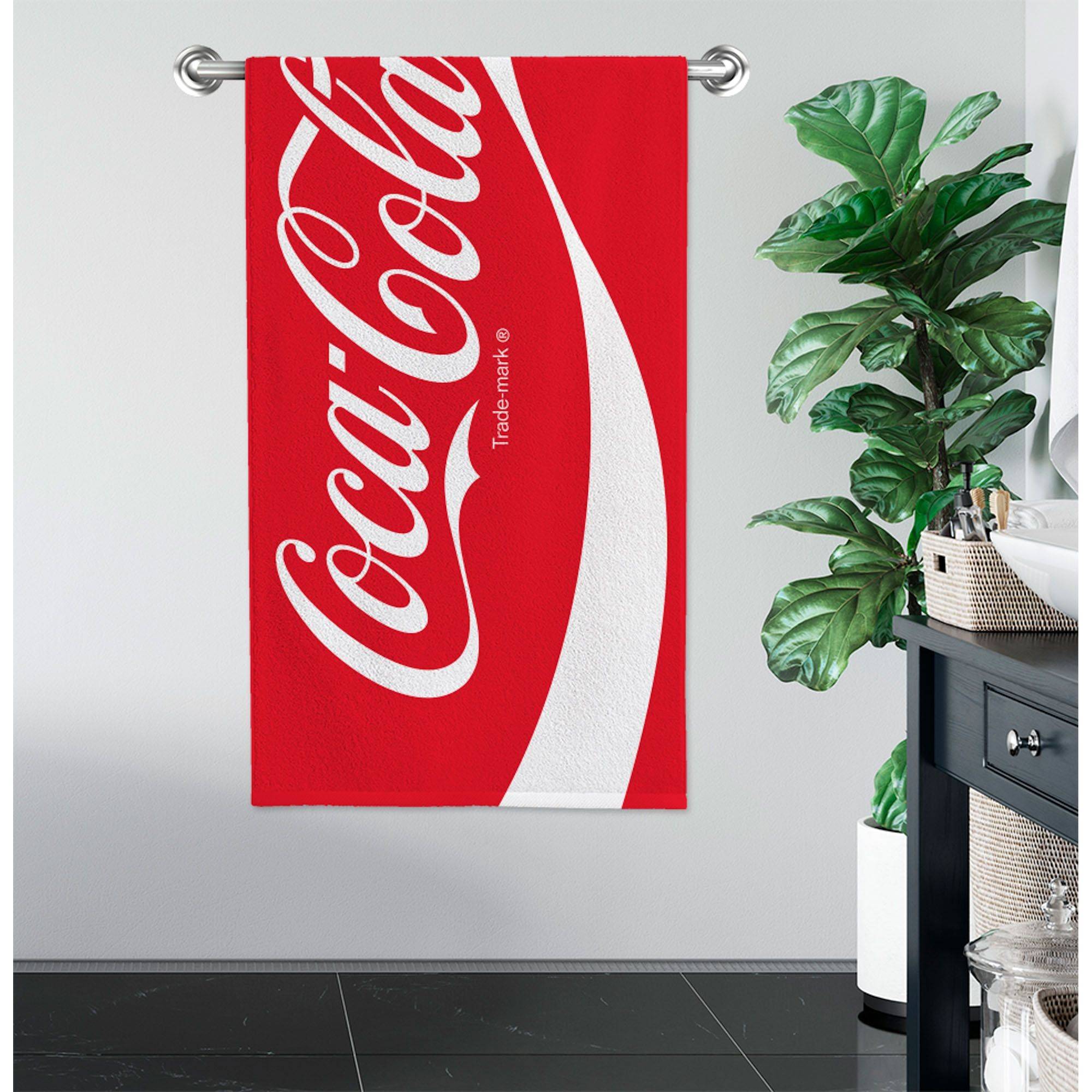 Coca Cola håndklæde - 70x140 cm - 100% bomuld - Blødt badehåndklæde med Coca Cola logo