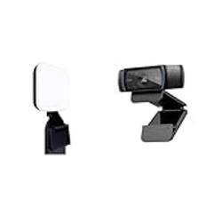 Logitech for Creators C920S HD Pro Webcam, Videosamtal i 1080p, HD-autofokus och ljuskorrigering & Logitech for Creators Litra Glow Premium LED Streaming Light 946-000002 Blixt, Grå