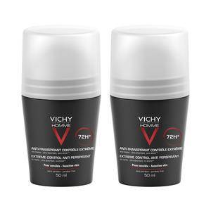 Vichy Homme 72H Extreme Control Anti-Perspirant Deodorant Roll-On - 2 pak