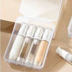 4pcs/Set 5ml/10ml Mini Travel Transparent Cosmetic Press Pump Bottle Cream Bottle, Cosmetic Dispenser Set, Vacuum Pressure Bottle, Portable Travel Dis - Clear - Multi-size