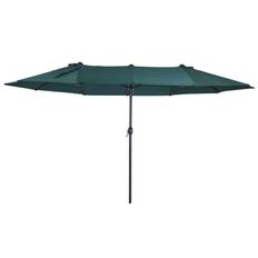 Dobbelt Parasol med Håndsving Mørkegrøn Oval 460 x 270 x 240 cm