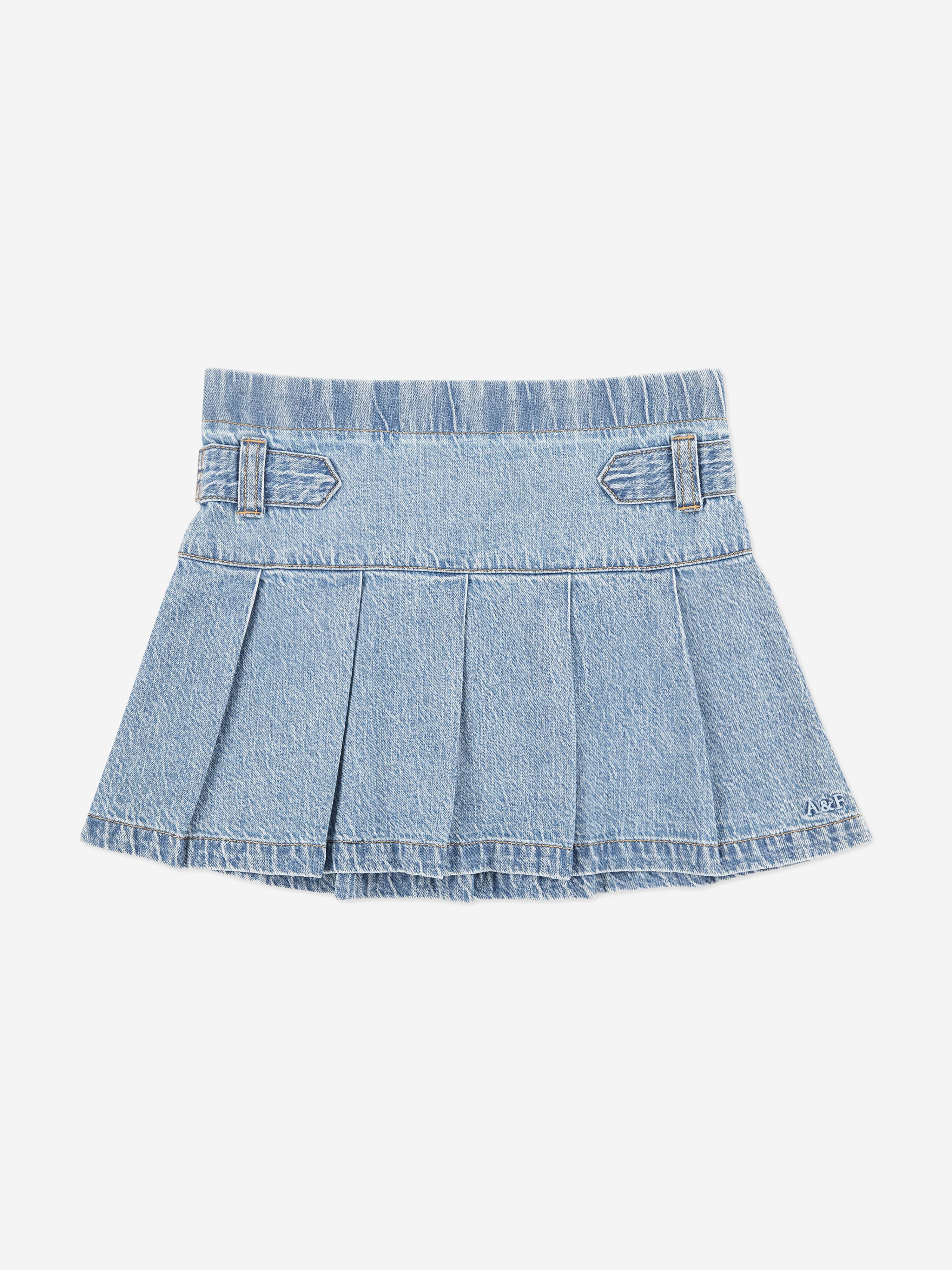 Abercrombie & Fitch Girls Pull Tab Pleated Skort in Blue - Blue / 9 - 10 Yrs