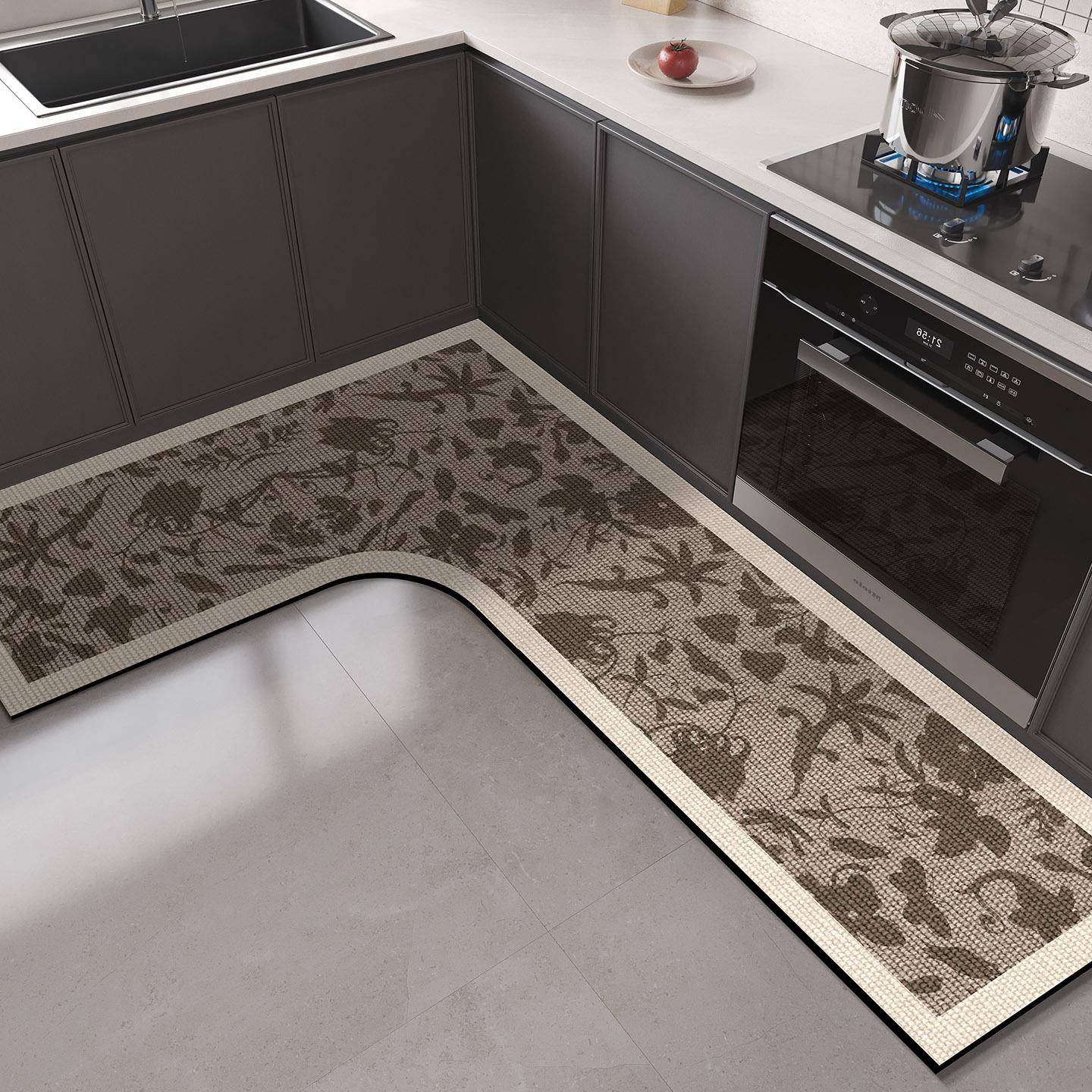 Kitchen Floor Mat Diatom Mud L-shaped Pvc Mats Absorbent Washable Anti-slip Carpet Oil Absorbent Foot Rugs Alfombra Cocina 1pc 80x120x45cm