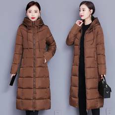 Women's Mid-length Cotton Coats, Winter Coats, Plus Size Coats, Mother's Clothes, Thickened, Long Over-the-knee Coats XL