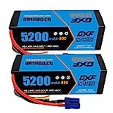 DXF 4S Lipo Akku 14.8V 80C 5200mAh RC Batterie mit EC5 Stecker für RC Car RC Truck RC Auto Boot LKW Truggy RC Hobby (2 Packungen)