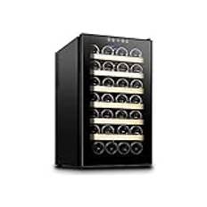 Single Zone Freestanding Wine Cooler, Stainless Steel, Can Hold 28 Bottles, 12-18 °C Wine Cabinet,Suitable for Personal Office, Family Bedroom, Dining Room Kitchen