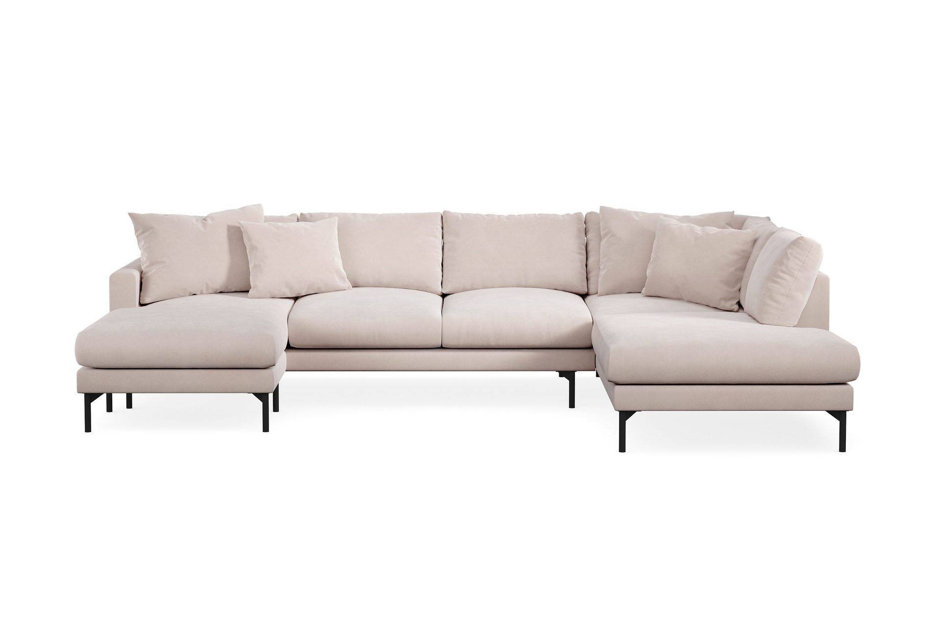 Menard 4-sits Högervänd Stor U-formad Djup Soffa med Divan och Schäslong i Sammet - Beige 4 sits soffa divan Scandi Days