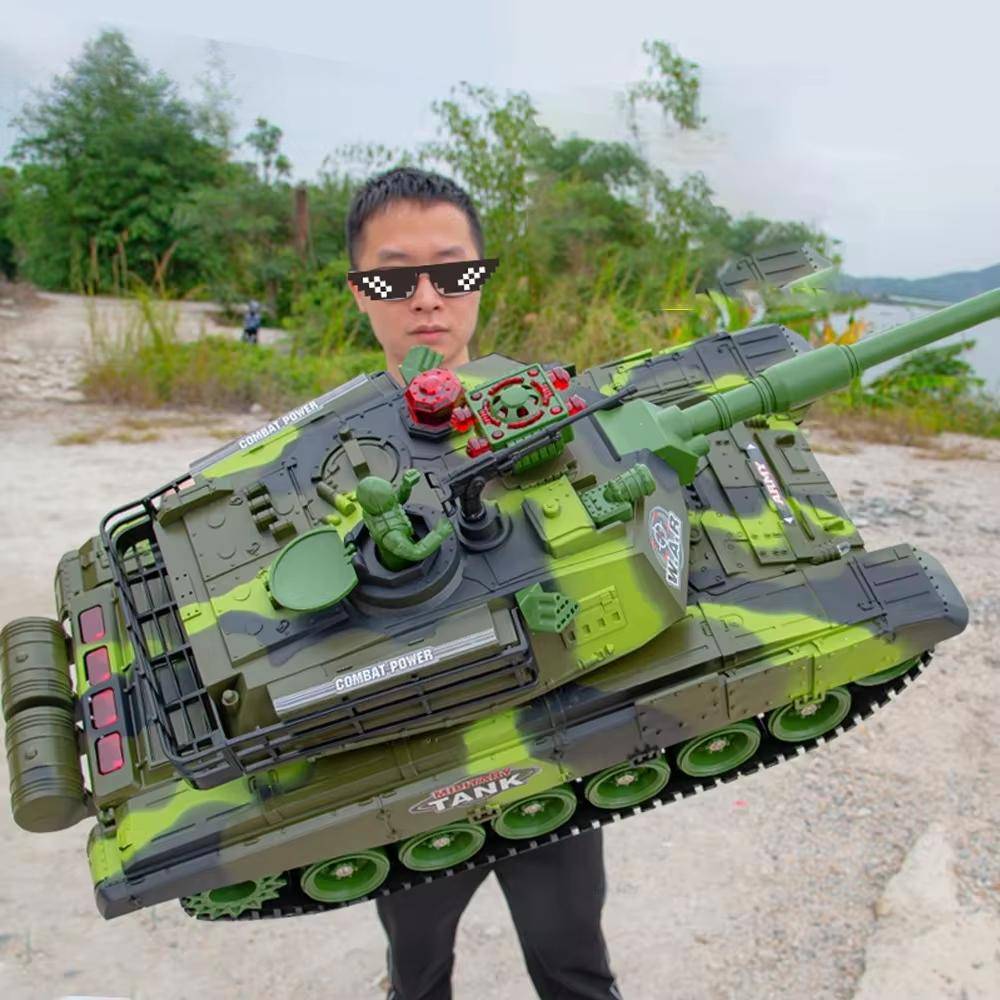 2204 Ny 1:12 33/44CM Super RC Tank Start Terrängbandfjordsfordon Fjärrkontroll Laddare Strid Hobby Pojke för Leksaker Barn Barn Gåva grön