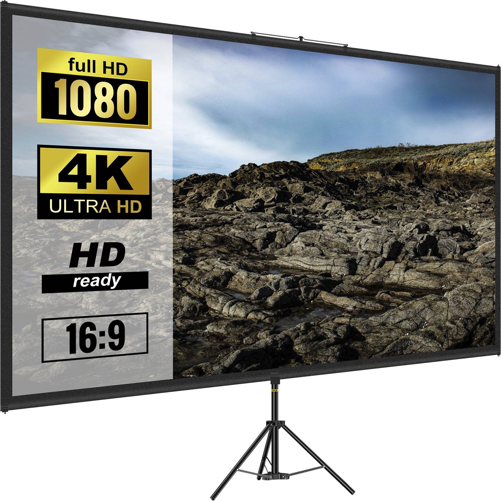 TEMU Vevor Outdoor Cinematographic Screen 203, 2cm Hd Projector Screen 16:9 Portable Projector Screen With Tripod Stand