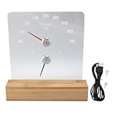 2-i-1 bastutemperaturmätare, digital hygrometer, bastu-rumstermometer, hygrometer med träbas och vitt LED-ljus, mätning av luftfuktighet och temperatur för