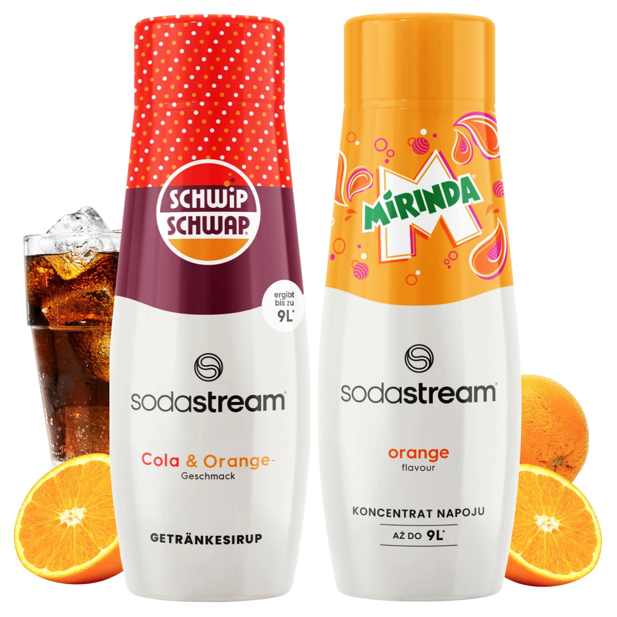 Sodastream Shwip Shwap Cola Orange + Mirinda syrup saturator set