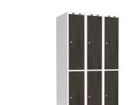 (ComputerSalg) Garderobeskab 3x300 mm Lige tag 2-delt søjle Laminat dør Nocturne wood Cylinderlås