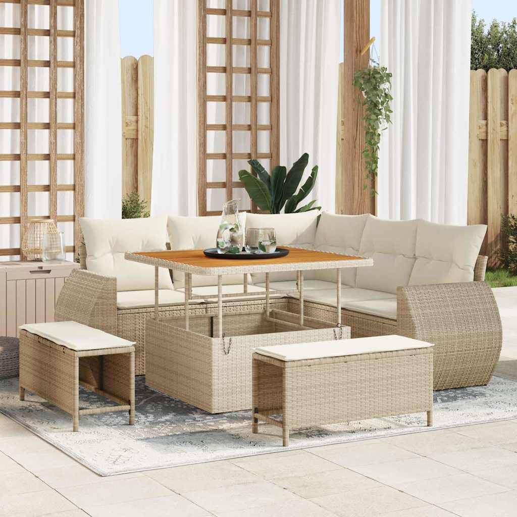 Havesofa Sæt 8 stk. Beige polyrattan