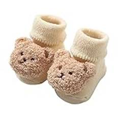 YANFJHV skor storlek 23 flickor björnformade fina babyskor babyskor med mjuk sula, Beige, 19 EU