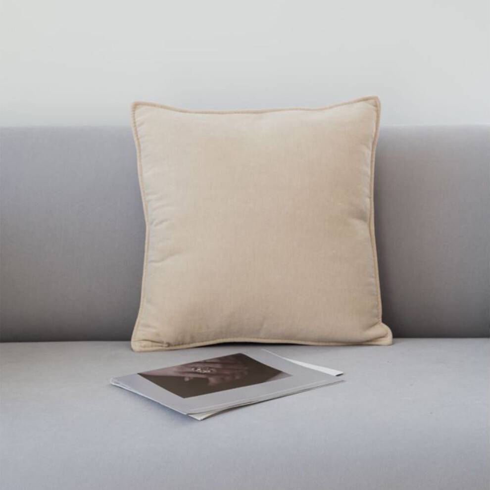 Pude til sofa og seng 45x15x45 cm betræk i beige polyesterfløjl med lynlås til ryg, talje og nakkestøtte åndbar og maskinvaskbar