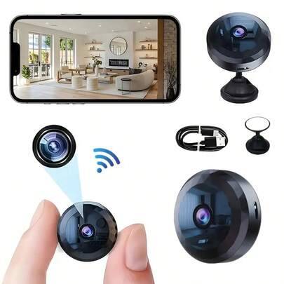 1 st Mini 2.4G WiFi-säkerhetskamera - 1080P HD, rörelsedetektering, tvåvägsljud, fjärrstyrning via app, USB-laddning, nattseende, vidvinkel-IP-kamera - Svart (Svart 1 set,Svart + 16G minneskort,Svart + 32G minneskort)
