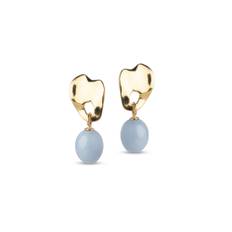 Enamel Aida Steel Blue øreringe i forgyldt sølv med blå emalje (E383G-SteelBlue)