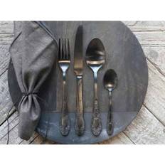 Chic Antique Cutlery with Decor Set of 4 Antique Coal