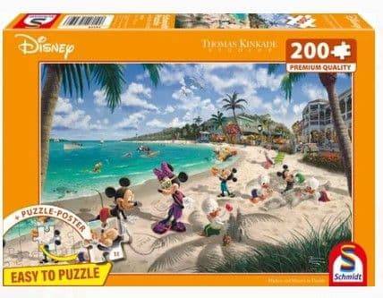 Puslespil - SCHMIDT SPIELE - DISNEY, Mickey & Minnie i Florida - 200 brikker - Fra 7 år