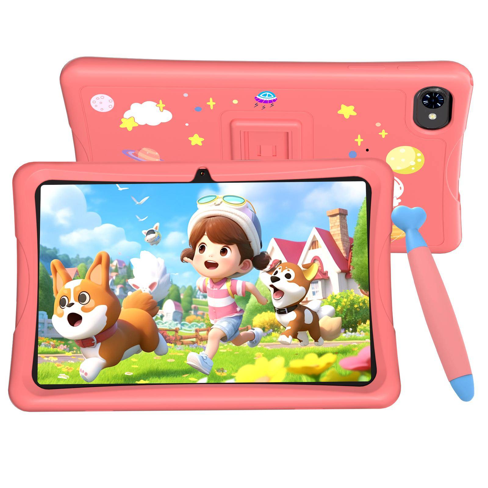 VekfulPC K10 10.1 Inch Kids Tablet Android 15 ,4GB RAM 64GB ROM,Large Display Widevide L1,Octa-core RK3562, 5000mAh,5G WiFi rosa