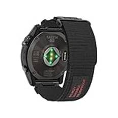 Nylon sportrem 22mm for Garmin Fenix ​​7X Pro 6X 5X 8X 8 Plus Tactix 7 Epix Pro 51mm Enduro 2 Quickfit 26mm Release Band(Black,22mm Fenix 6 6 Pro)