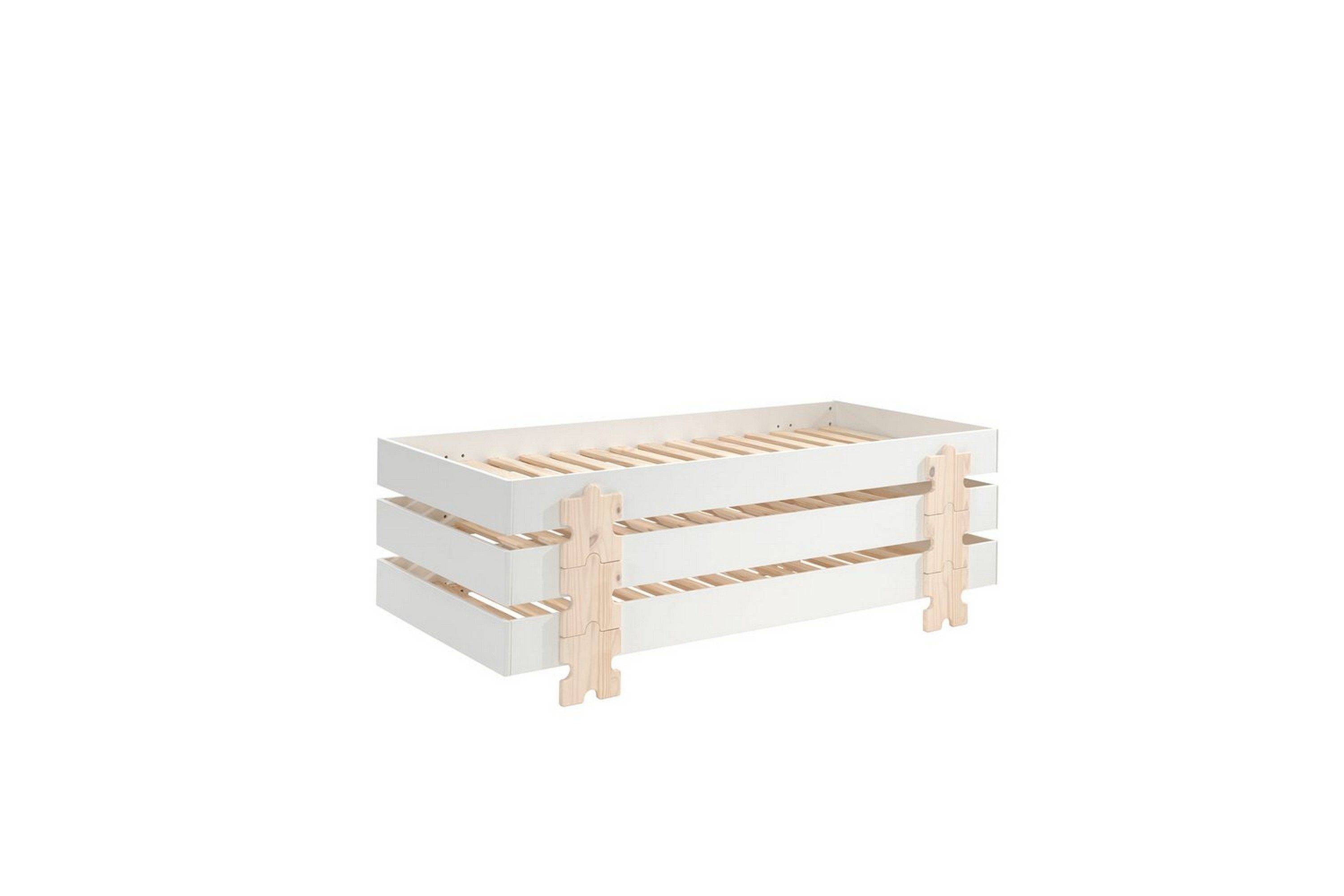 Säng Modulo med pusselbitarfötter Vit, 3 - Barnsäng & juniorsäng Vit