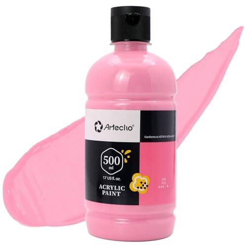 Artecho Akrylfärg rosa 500 ml vattentät och ljusbeständig, snabbtorkande, akrylfärg för duk, trä, tyg, hantverk, läder och sten