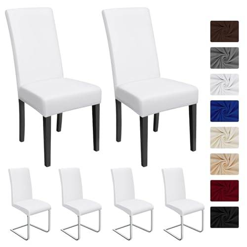 Stolsöverdrag 6 Stycken Stretch Stolskydd Universell Matstolsöverdrag Modernt Matstolsskydd Avtagbart Tvättbart Matstolar Överdrag för Heminredning Hotell Kontor Matsal (6 Stycken Vit)