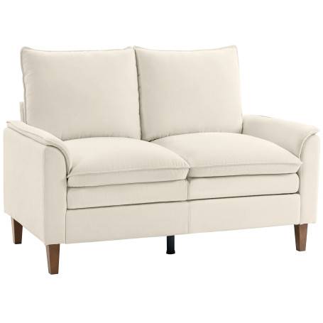 Tvåsitssoffa Beige 146 cm Chenille Djup Sits Hög Rygg