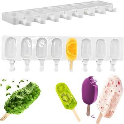 Oval gummiform, 4/8 fack, gör-det-själv-glassmaskin för hemlagad glass och choklad, klassisk form, kostnadsfri bakform, isform, squishy isform - Multifärgad (1 st-4-rutform,1 st-8 rutmönster)