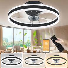 OZMI 50CM Deckenventilator mit Beleuchtung, 60W LED Deckenleuchte mit Ventilator, 3 Farbtemperatur & 6 Geschwindigkeiten Ventilator licht, Leise Deckenventilator Licht Für Wohnzimmer Schlafzimmer