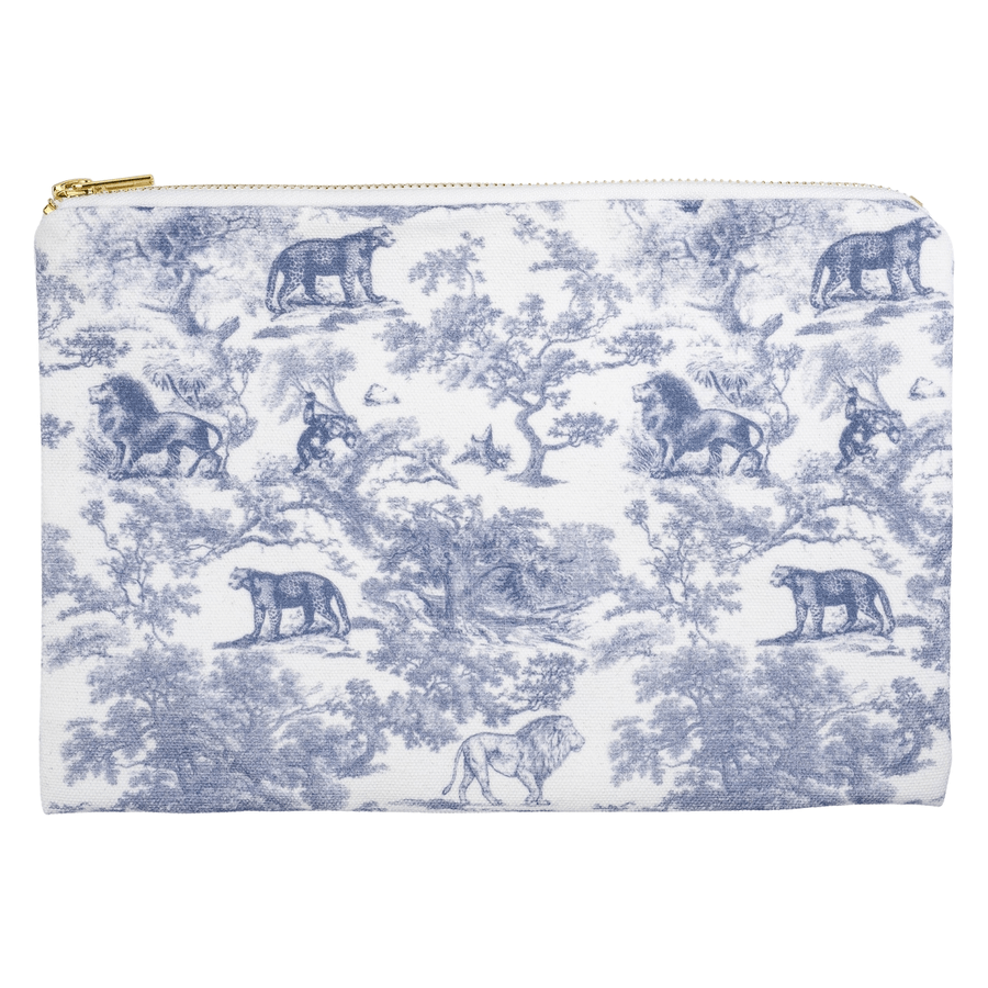 DARK Canvas Pouch Country Blue Savannah Pattern