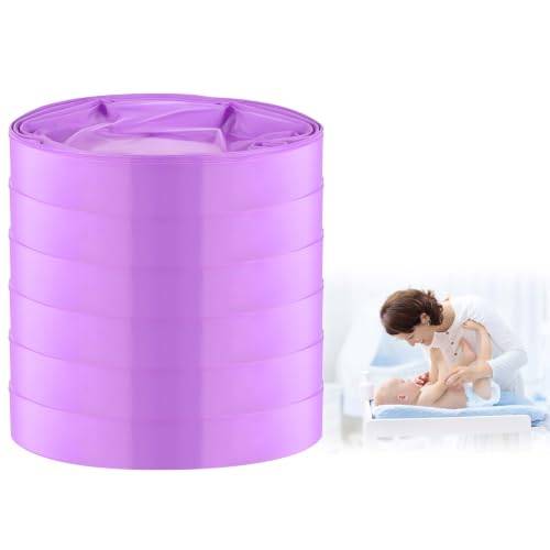 BUTBU 6-pack refill för blöjlåda, 4,5 m blöjlåda refill, baby blöjhink avloppspåsar, blöjlåda påfyllningsfoder kompatibla med Tommee Tippee, Twist en Click, Angelcare, Litter Genie (lila)